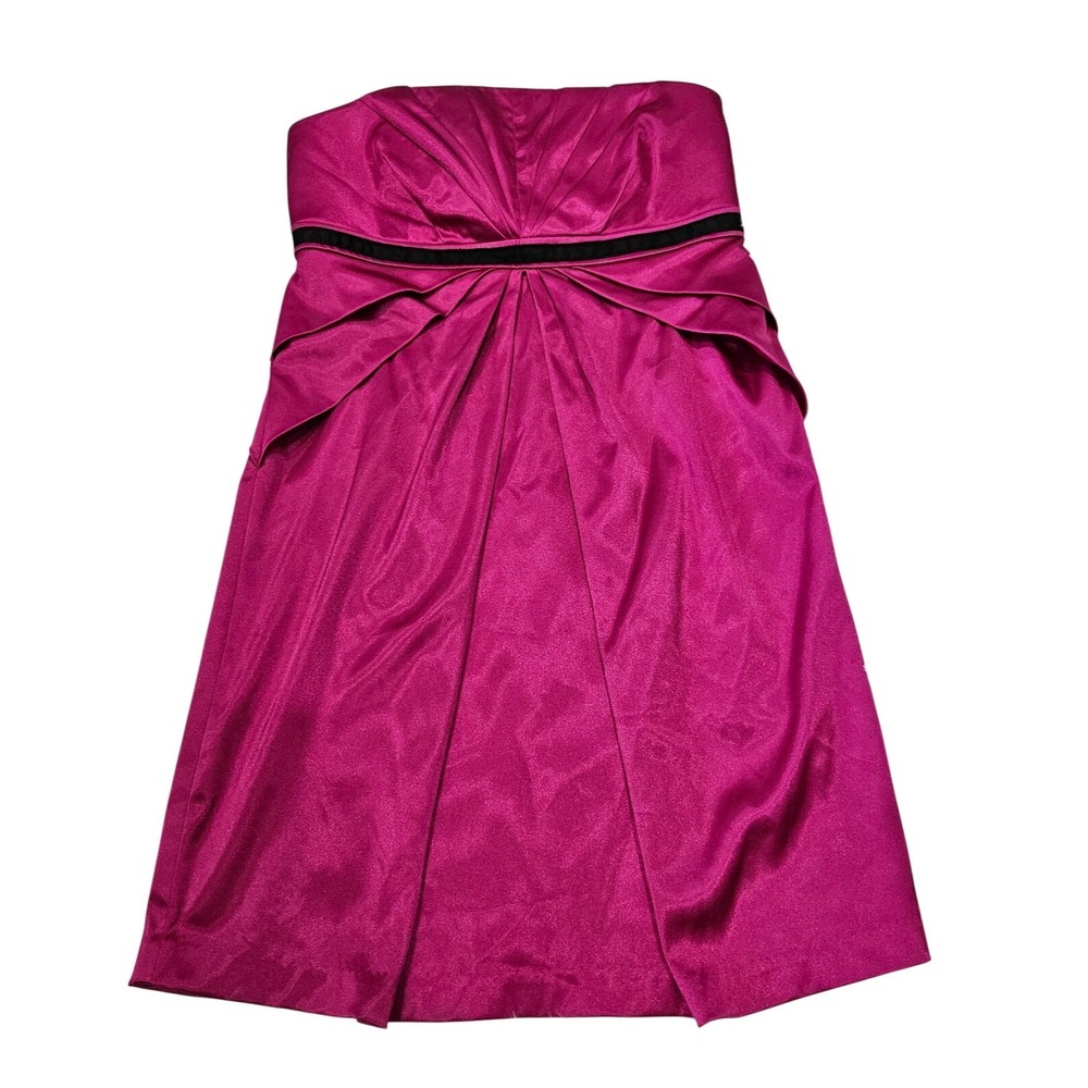 Y2k Pink Strapless Satin Cocktail Pleated Barbicore Preppy Mini Dress Sz 7